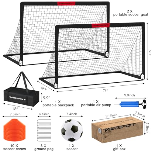 Image of Kids Soccer Goals for Backyard Set - 2 of 4' x 3' Portable Soccer Goal Training Equipment, Pop Up Toddler Soccer Net with Soccer Ball, Soccer Set for Kids and Youth Outdoor Games, Sports, Play