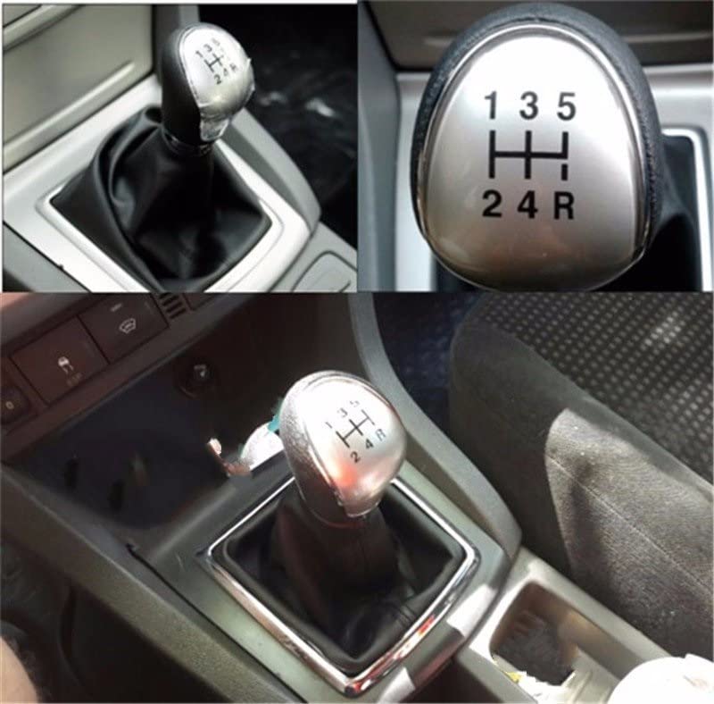 5/6-biegowa ręczna gałka zmiany biegów samochodu osłona bagażnika dla Forda dla Focus MK2 FL MK3 dla Fiesta MK7 dla KUGA C-MAX S-MAX (kolor: 5-biegowa czarna gałka) (6 srebrnych z pyłem)