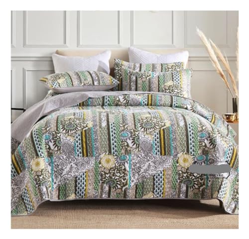 IWENZHKPA Juego De Cama Ropa De Cama, Juego Colchas Acolchadas, Funda Acolchada con Estampado, Tamaño King Fundas Almohada Juegos Ropa Camas(Grün,250 * 270cm)