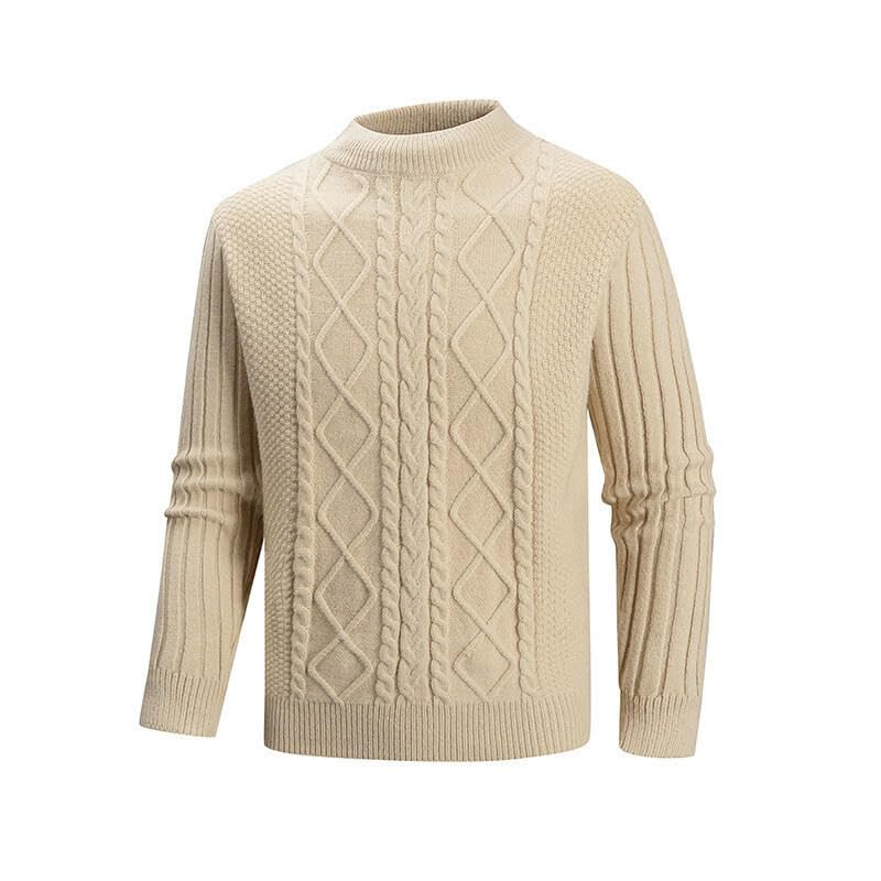 Pull en tricot chaud à col montant isolant avec motif jacquard - 6