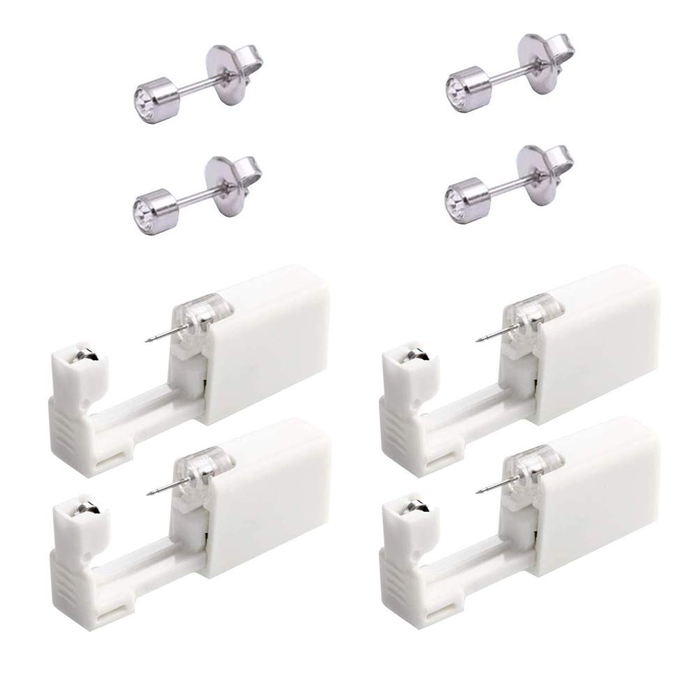 Home Holic 4 Pack Self Ear Piercing Gun Earring Ear Stud Gun Kit Sterile No Pain Ear Piercing Gun Kit Tool with 4 Ear Studs