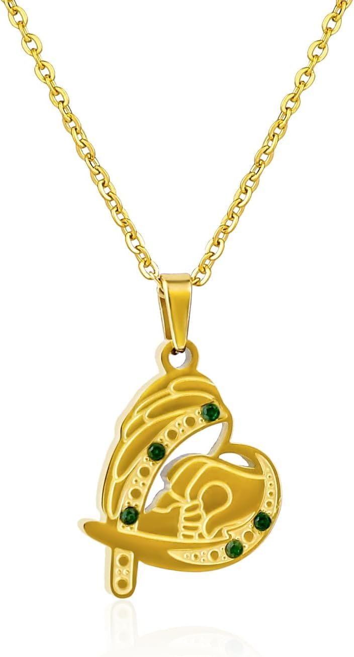 Natural Stone Heart Necklace for Women 18k Gold Plated Love Malachite Abalone Pendant Heart Jewelry Women's Gifts for Mother Wife Girlfriend