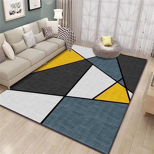 Tapis Salon Jaune au Design Géométrique Épuré d'Architecte - 2