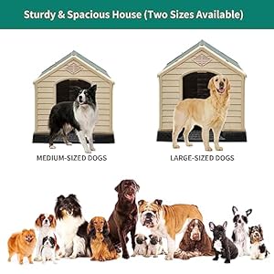 Yitahome 41 Large Plastic Dog House Outdoor Indoor Doghouse Puppy Shelter Water Resistant Easy Assembly Sturdy Dog Kennel with Air Vents and Elevated Floor 41l38w39h Gray+brown  Cucciolini Doodles Yitahome 41 large plastic dog house outdoor indoor doghouse puppy shelter water resistant easy assembly sturdy dog kennel with air vents and elevated floor 41l38w39h gray+brown   cucciolini doodles