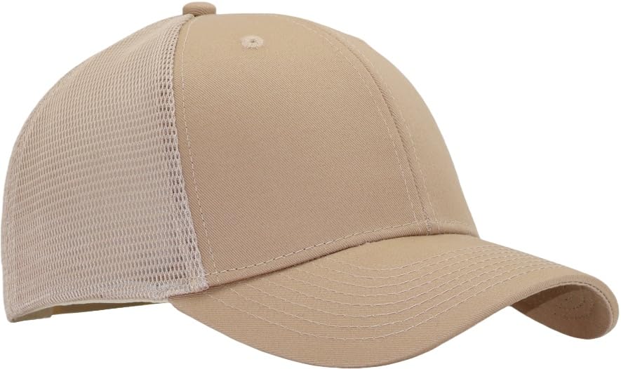Image of Mens Mesh Snapback Hat Fits One Size & XXL | Structured Adjustable Trucker Hats | Sturdy Outdoor Blank Baseball Cap