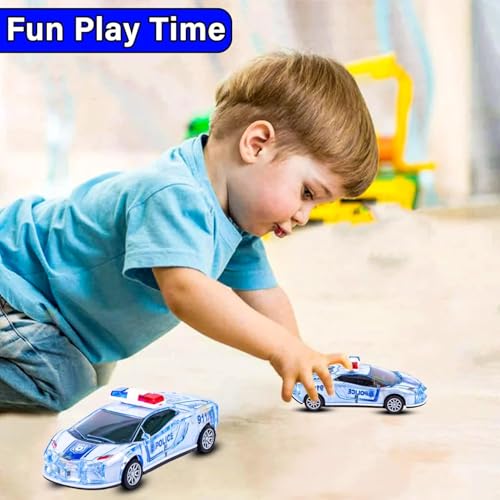 Image of K D Police Car Toy for Kids | 3D Lights, Music & Police Siren | Battery Operated | Friction Powered Push & Go Toy Car | Durable Plastic | Age 3+ Green Pack of 1