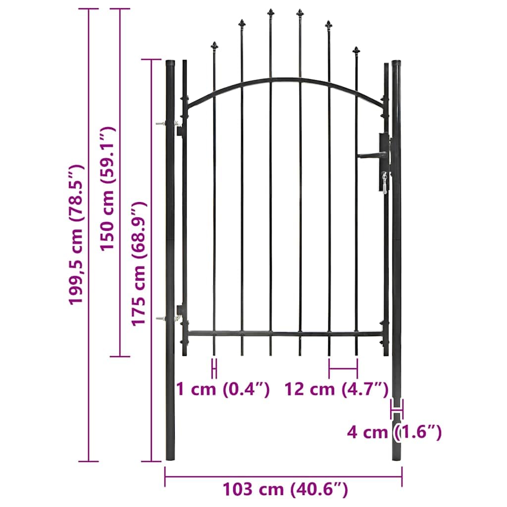 vidaXL Cancello da Giardino Woerden Stabile Robusto con 1,5 Montanti e Accessori Cancelletto Sicurezza Ingresso Pedonale in Acciaio 1x1,5 m Nero