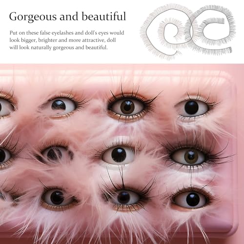 Doll Doll Eyelashes Strips False Eyelashes Plastic Craft Doll Eyelashes Dolls Eye Make Up Accessories (Black+Brown) Doll Doll