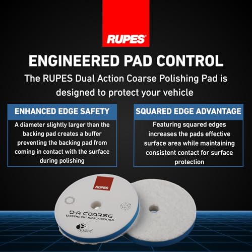 Image of RUPES 9.MF160H Pack of 24 Blue D-A Coarse Microfiber Extreme Cut Polishing Pads 160mm | Compatible with 6 inch Backing Plate | Rapidly Removes Severe Defects | Reduces Micro-Marring