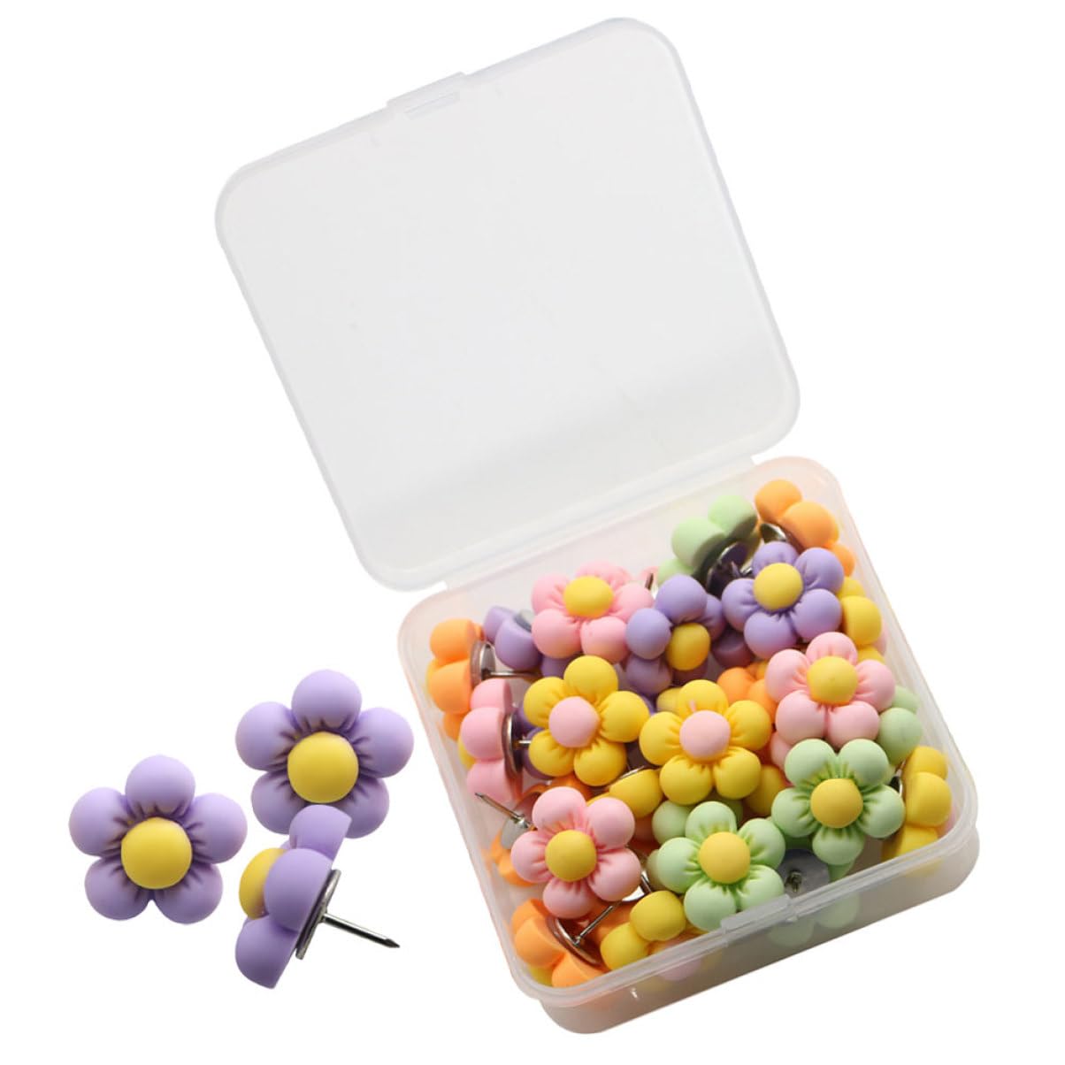 Operitacx 120piezas Chinchetas De Color Macaron Forma De Flor Accesorios para Oficina Hogar Push Pins Reemplazables para Mapas Manualidades
