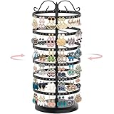 MODOWEY 6 Tier Rotating Earring Holder Organizer, Adjustable Metal Earring Display Stand Rack, 264 Holes Earring Tree Hanger Storage Jewelry Tower for Stud Pierced Women Girl(Black)