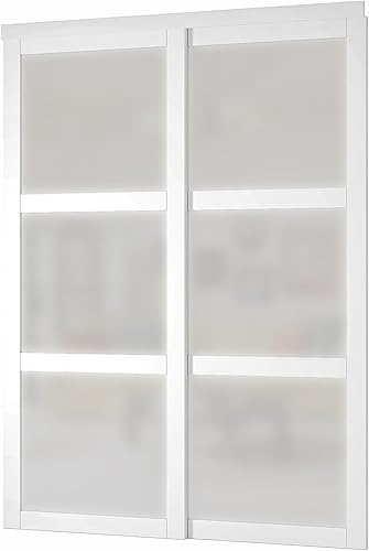 Miniatura 37 de Puerta corrediza para armario, 48 x 80 pulgadas (doble 24 pulgadas), puerta corredera de doble K, accesorios incluidos, panel preperforado necesita