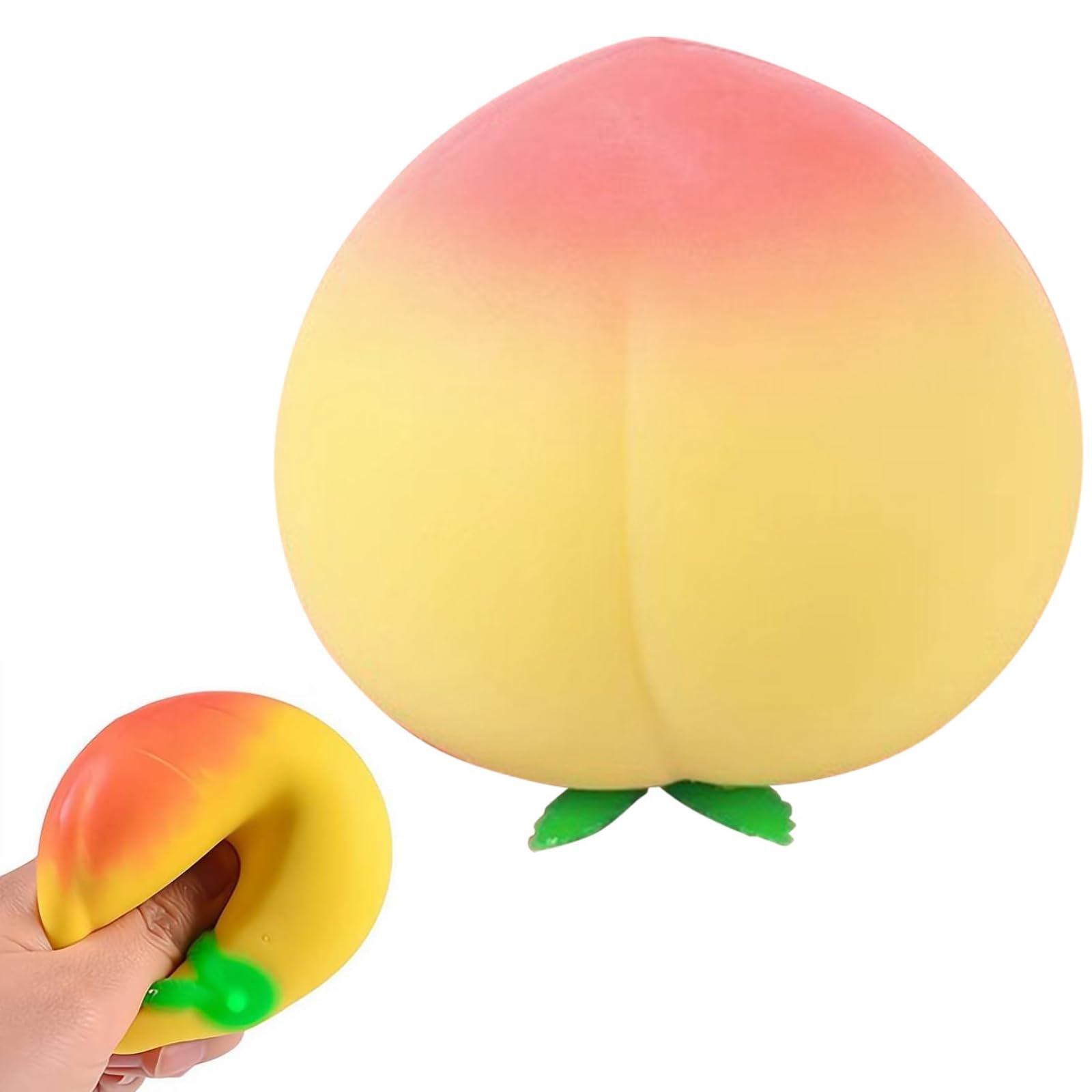 Giant Peach Squishy, 16cm Jumbo Big Fruit Peach Stress Ball, Soft Sensory Fidget Stress Balls Toys for Adults Stress Relief, Ideal for ADHD, Autism, Office Desk, Classroom & Party Favors (D-7cm)