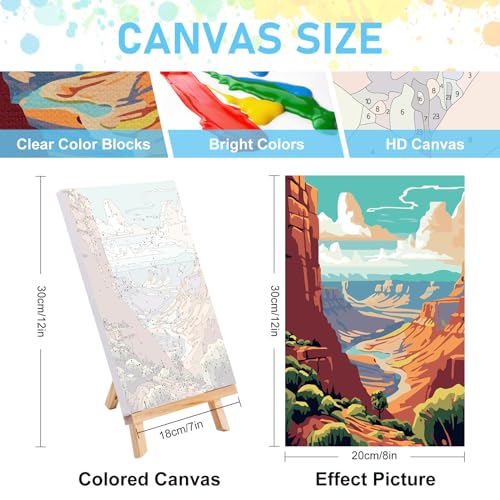 4 Pack Framed Paint by Numbers Kit for Adults with Wooden Easel, 8x12 Inch by Offito - Used condition - Image 3