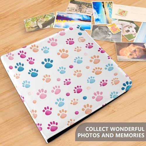 Álbum de fotos autoadhesivo scrapbook DIY con diseño de patas coloridas, encuadernación de 3 anillos, 40 páginas, tamaño 8x10 para recuerdos miniatura 5