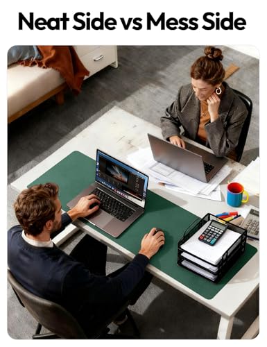 Image of YSAGi Leather Desk Pad Protector, Office Desk Mat, Large Mouse Pad, Non-Slip PU Leather Desk Blotter, Laptop Desk Pad, Waterproof Desk Writing Pad for Office and Home (Seafoam Green, 23.6 inch x 13.8 inch)