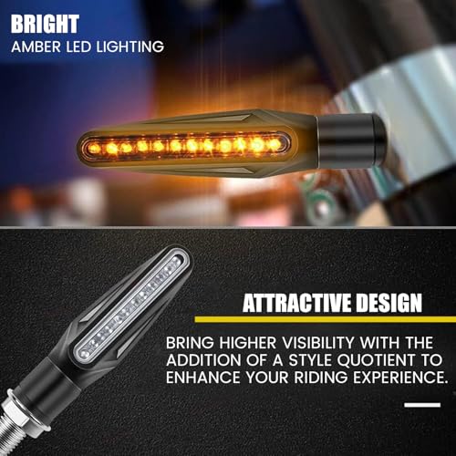 Image of Pivalo 12V Bike Indicator Lights 9 LED 5W 6000K Colour Temperature Universal Fit Turn Signal Light Indicator for All Bikes & Motorcycles (Pack of 4, Yellow)
