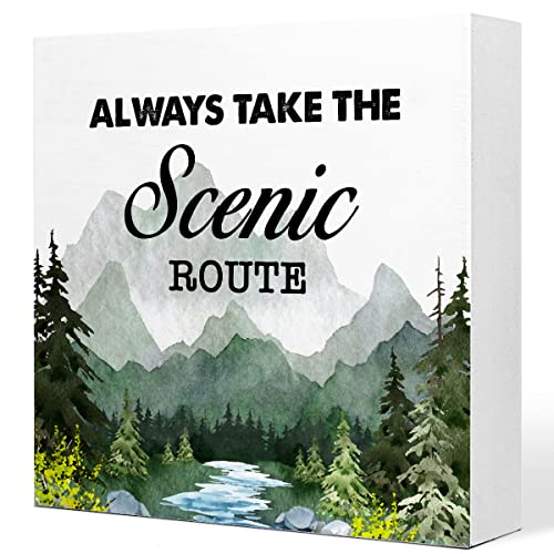 Green Always Take the Scenic Route Woodland Backdrop Camping Wood