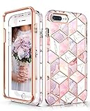 Hasaky Case for iPhone 8 Plus Case iPhone 7 Plus Case iPhone 6/6s Plus Case,Dual Layer Hybrid Bumper Cute Girls/Women Marble Design Soft TPU+Hard Back Shockproof Protective Phone Case -Pink/Rose Gold