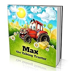 Personalised Story Book by Dinkleboo -"The Talking Tractor" - for Kids Aged 0 to 8 Years Old - A Story About Your Child Being a red Tractor That Never Stops Talking!- Smooth, Matte Finish. Soft Cover