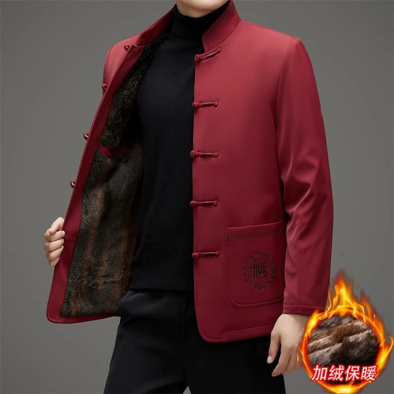 Generic Tang Suit Jacket For Men Add Pile Thickening Men Traditional Chinese Zhongshan Dial Buckle Cotton-Padded Coat2