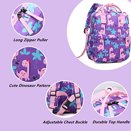 Cute Toddler Preschool Backpack Dinosaur Unicorn School Book Bag For Girls, Boys, Kids, Kindergarten Nursery Travel Bag With Chest Strap(Girly Dinosaur) #TOP1
