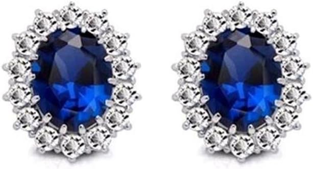 Sapphire Blue Silver 18K White Gold Plated Austrian Crystal Inspired Stud Earrings Romantic Love Jewellery for Women by Caratcube (CTC - 107)