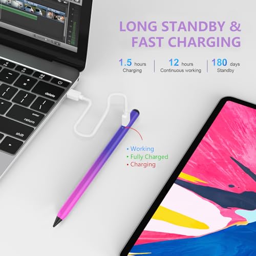 Image of Stylus Pen for iPad 2018-2023 with Palm Rejection, Active Pencil for iPads 10th /9th /8th /7th /6th Gen, for iPad Pro 11 /12.9 inch, for iPad Air 5th /4th /3th, for iPad mini 6th /5th Gen(Purple Rose Red)