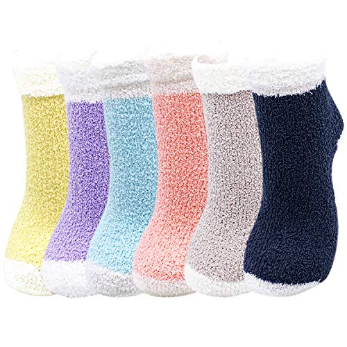 Jeasona Womens Fuzzy Fluffy Slipper Socks Cute Animal Soft Cozy Fleece Gifts (Multicolored, 6)