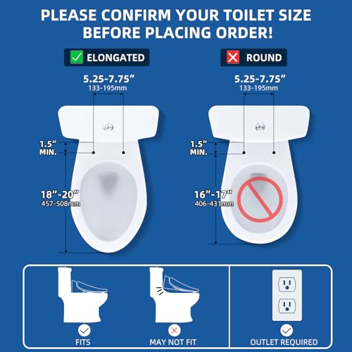 Image of Siemnr Smart Bidet Toilet Seat Elongated Cover Electric Slow Close Quiet Instant Warm Water Heated Self-Cleaning Nozzle Powerful Dryer Remote Anti-yellowing PP Materials