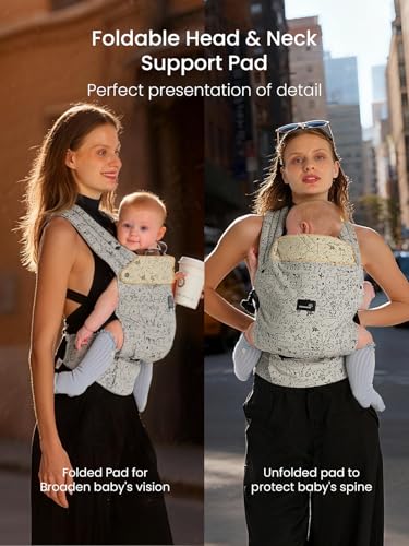 Image of GROWNSY Baby Carrier Newborn with Head Support, Grey Animal Pattern
