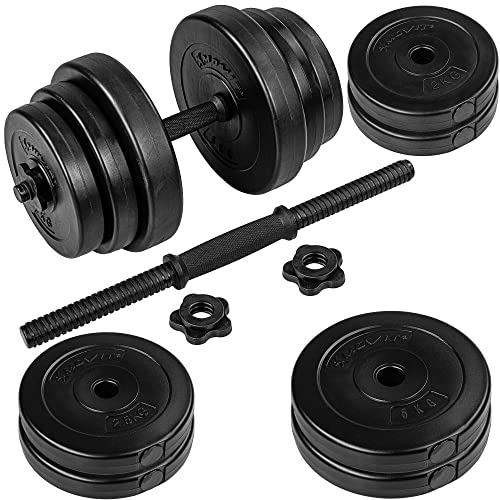 MOVIT Set di 2 Manubri - 20 kg/30 kg/40 kg, Barra