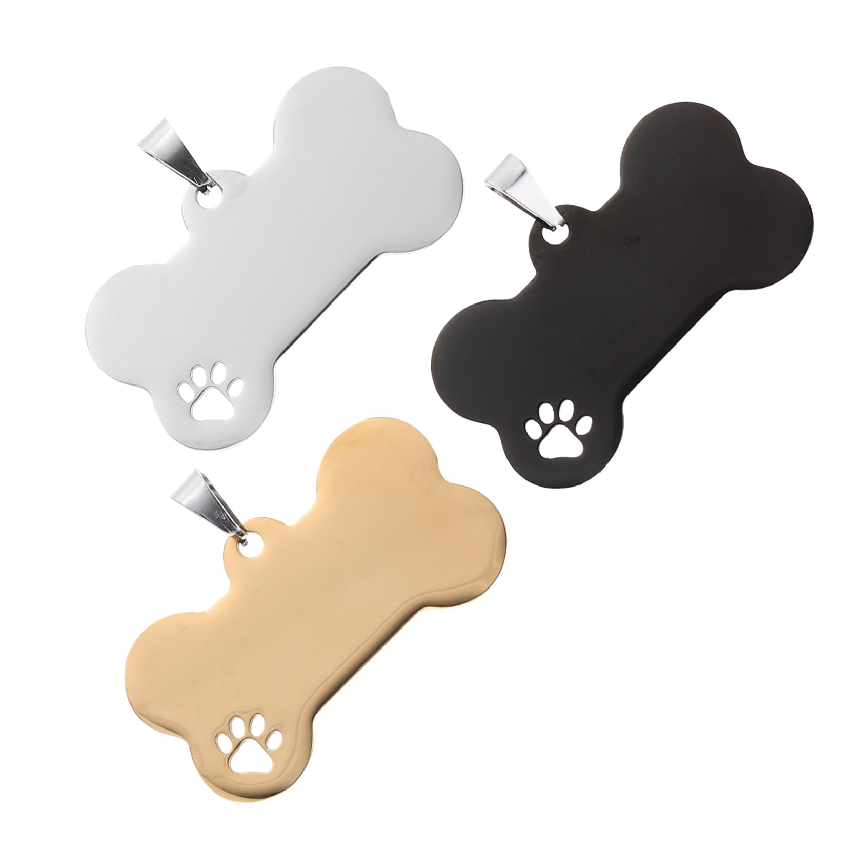 Pendentif os gravé pour animaux en acier inoxydable résistant lot de 12 pièces
