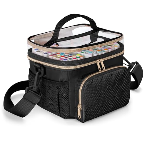 Rexmica Marker Organiser Case for 100 Markers, Marker Pen Storage Holder Bag with Divider and Shoulder Strap