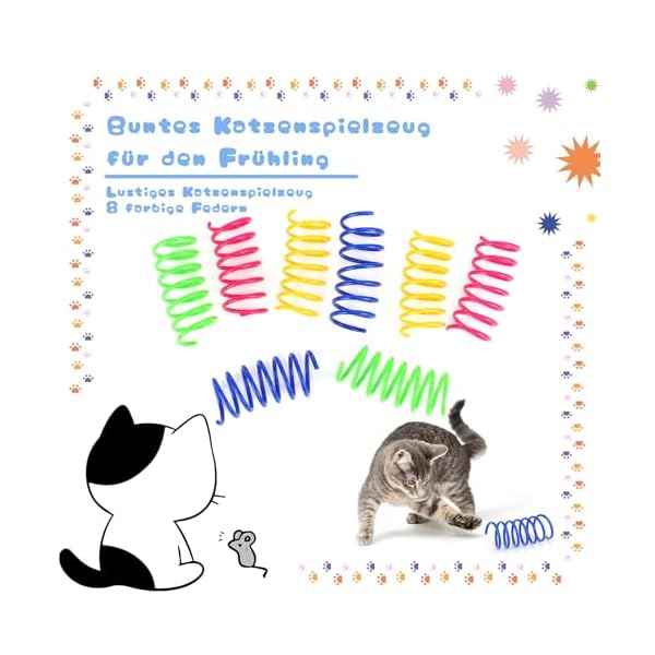 FANTESI 12 Stück Katzenspielzeug Selbstbeschäftigung Hängende Türrahmen Cat Spring Spielzeug für Katzen Bunte Spiralfedern Spirale Katzenspielzeug mit Glocke für Indoor – Bild 7