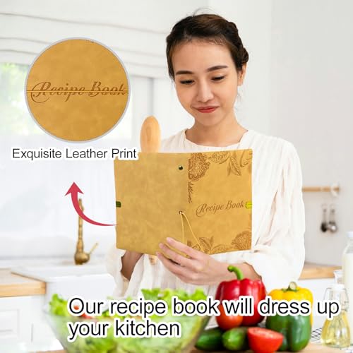 Image of GoShambar Blank Recipe Book to Write in Your Own Recipes, Leather Cookbook
