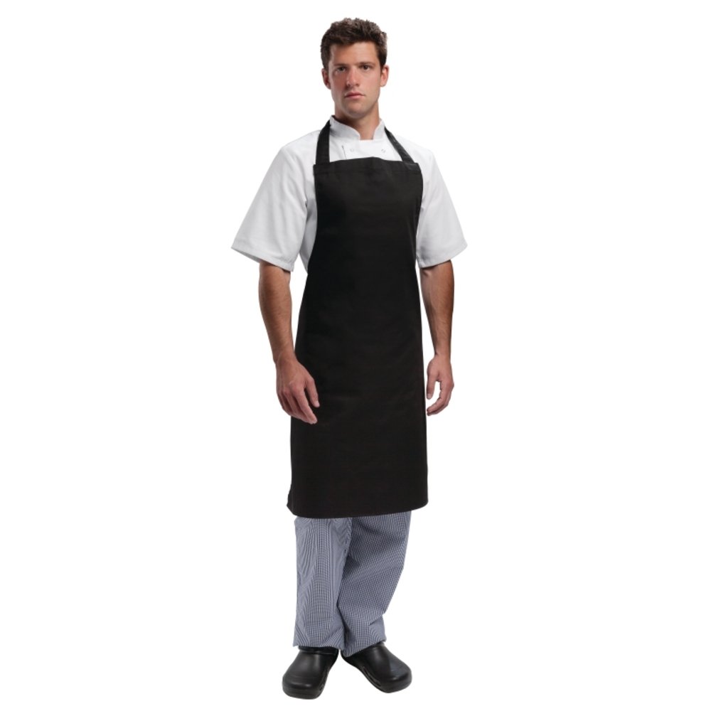 Whites Chefs Clothing A279 Poly-Cotton Bib Apron, Black, 28" Width, 38" Length