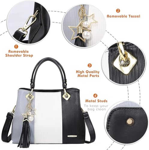 Image of Pomelo Best Purses and Handbags for Women with Multiple Pockets, Leather Top Handle Satchel Fashion Tote Shoulder Bags Ladies