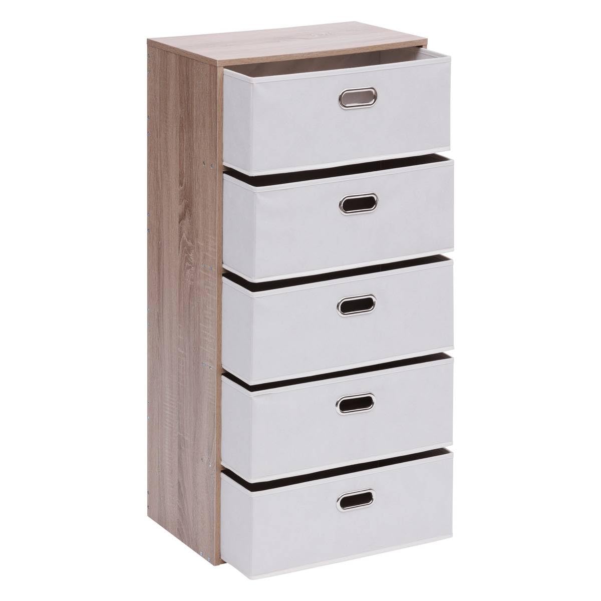 5 five simply smart 5Five - Commode Dress UP Beige - 5 Tiroirs - 50x30x100cm - Meuble de Rangement Fonctionnel, Organisation Chambre, Mobilier Design et Pratique