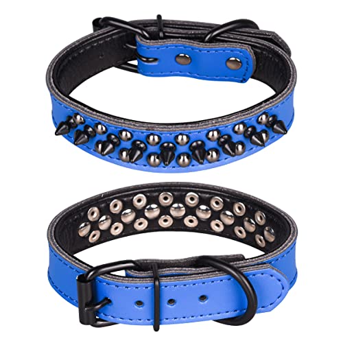 haoyueer Spiked Studded Dog Collar, Genuine Leather Dog Collar