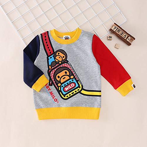 New spring Korean version of long-sleeved children's clothing out of print cartoon color sleeve bape element monkey backpack children's coat