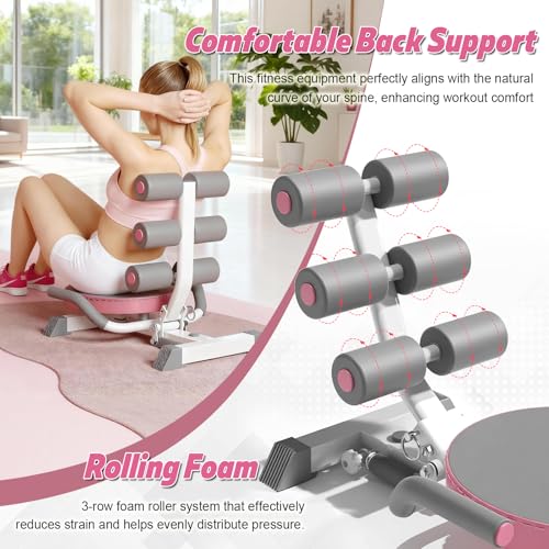 Image of Ab Machine with Auto Rebound, 360 Rotating Seat Ab Trainer for Home Workout, Foldable Sit Up Exercise Equipment for Core Abs Training, Adjustable Home Gym Fitness Equipment