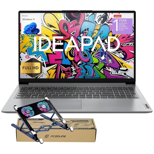 Image of Lenovo IdeaPad 2025 Student Laptop, 15.6 inch FHD Display, Intel 4-Core CPU, 8GB RAM, 128GB eMMC, Wi-Fi 6, Webcam, Windows 11, 1-Year ADP + Office 365 with 1TB Cloud, School & Home Use, w /Cooler Bundle
