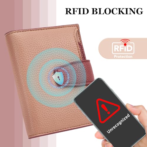 Image of Airkit Small Wallet Women RFID Blocking Soft Leather Bifold Compact Card Holder Wallet for Women with Zipper Coin Pocket 4 ID Window