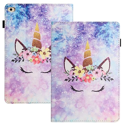 LSPCASA Case For iPad 9.7 2017/2018 PU+TPU iPad Air Case iPad Air 2 Case Auto Wake/Sleep iPad 5th Generation Case With Card Slots iPad 6th Generation Case unicorn