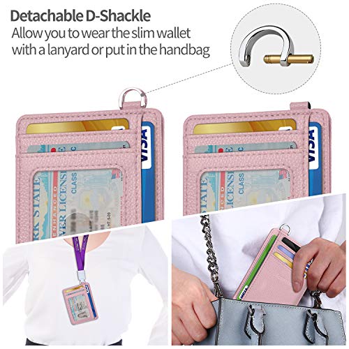 Image of Slim Minimalist Front Pocket Wallet, RFID Blocking Credit Card Holder Wallet with Detachable D-Shackle for Men Women