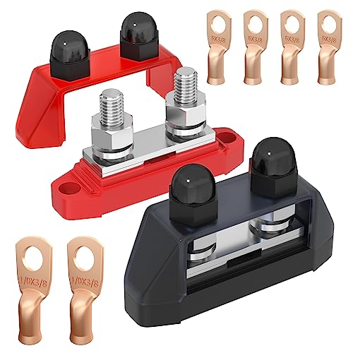 RVBOATPAT Marine Bus Bar 12V 250A Power Distribution Block 12 Volt DC Busbar 3/8' Dual Studs Battery...