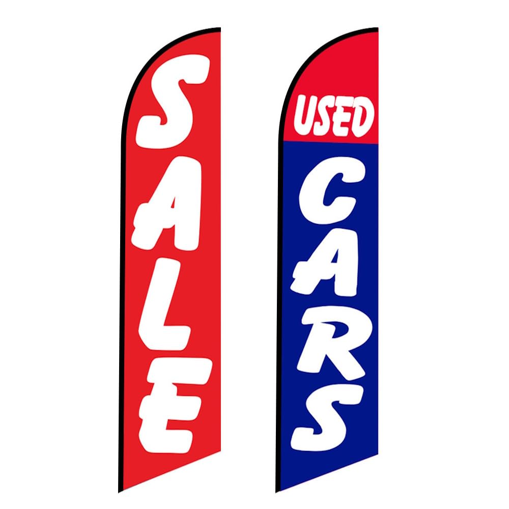 Car Auto Dealer Swooper Flutter Feather Flags 2 pack-SALE (Red)-Used Cars