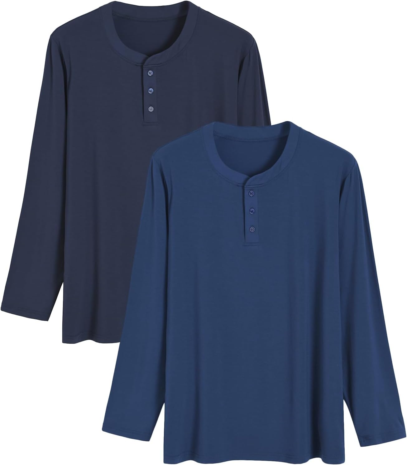 Latuza Men's Long Sleeve Pajama Shirt 2 Pack Henley Neck Sleep Tops