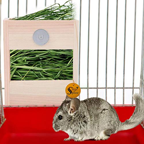 Sage Square Natural Wooden Cage Attach Hay Rack/Grass Feeder/Holder for Rabbit/Guinea Pig/Ferret (B087JJCTSC) Amazon Price History, Amazon Price Tracker